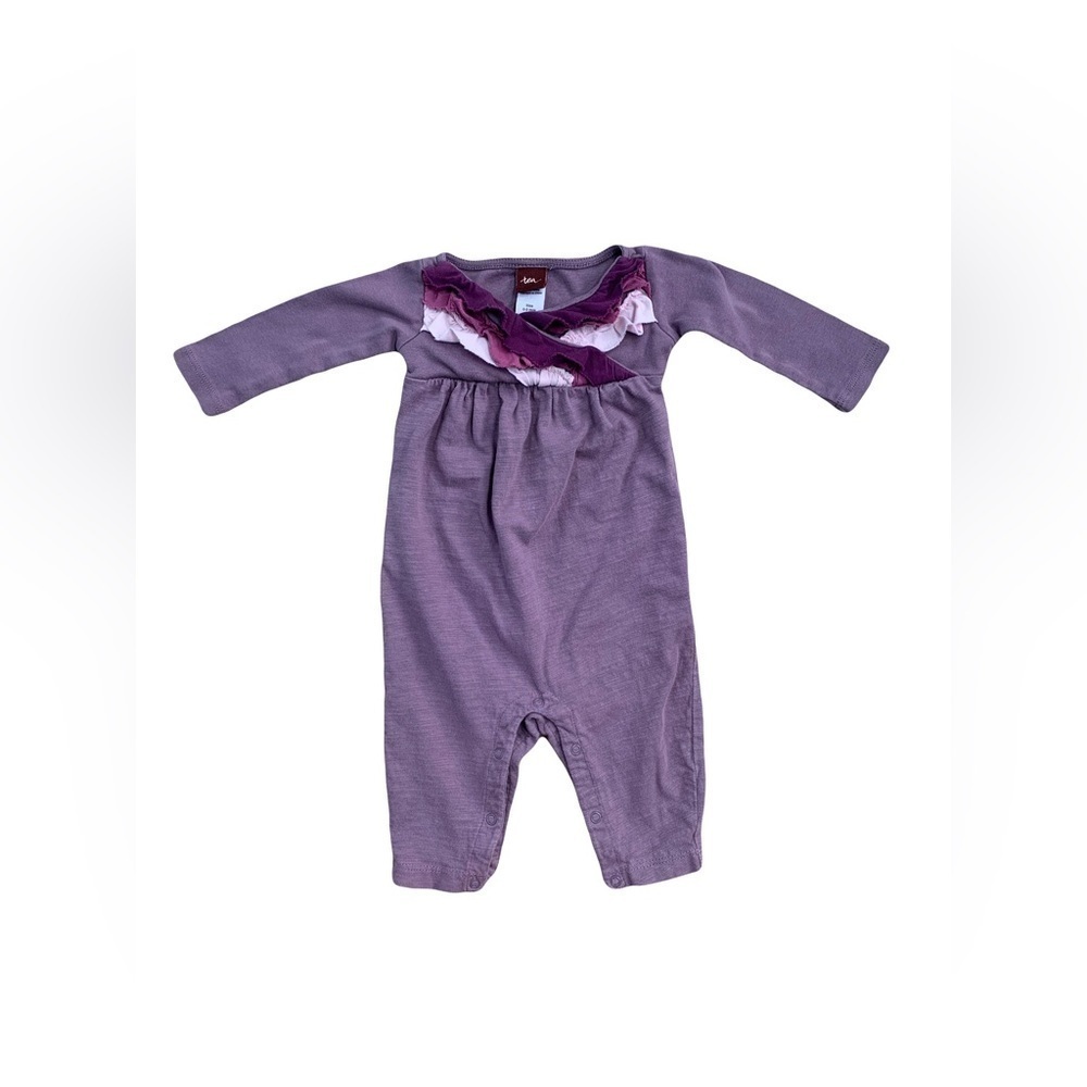 Tea Collection Size 0-3 Months Purple Ruffle Romper